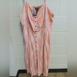 NWT Torrid Pink (Salmon) Blue Plaid Spaghetti Strapped Dress, sz 2X - 18-20. $69